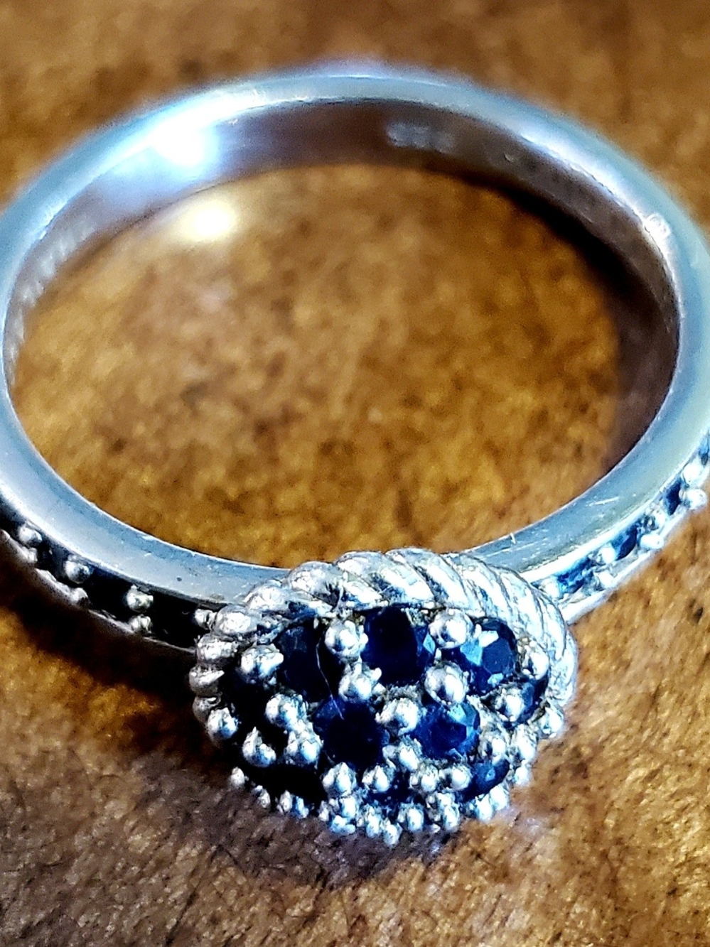 Judith Ripka 925 Sterling Silver Blue Spinel Cluster Dome Ring Size 11